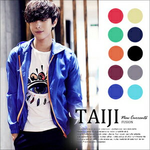 情侶款拼色拉鍊休閒連帽外套