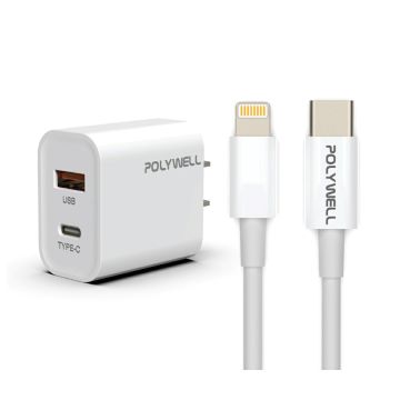 POLYWELL 20W PD雙孔快充組