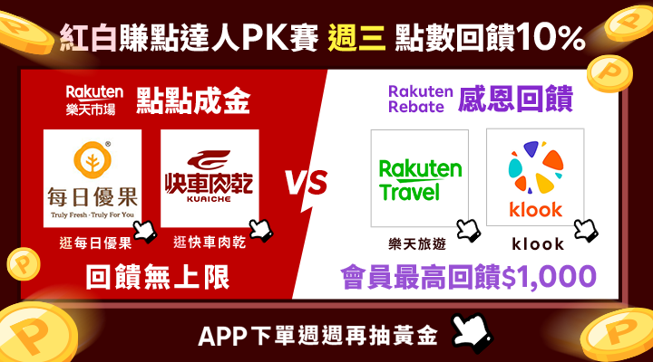 購物網推薦-樂天市場 vs Rebate 點數10%回饋無上限