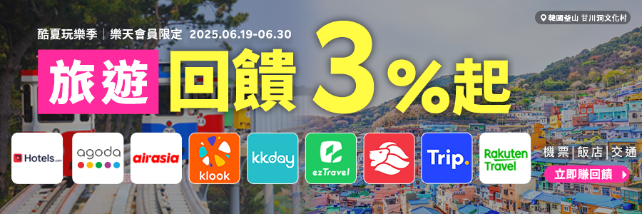 樂天年中購物節，樂天會員限定，旅遊最高回饋10%