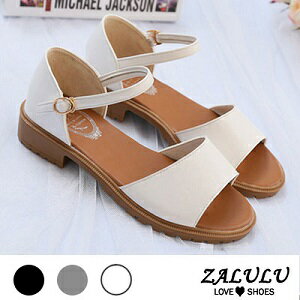 網路購物-經典款低跟素面露趾涼鞋