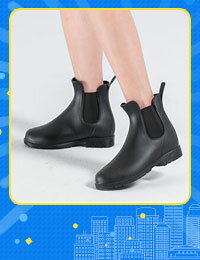 網購推薦-百搭素面鬆緊馬丁靴款短筒防水雨靴