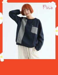 網購推薦-PINK日系休閒格紋T恤