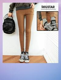 網購推薦-MIUSTAR內刷毛彈性窄管褲
