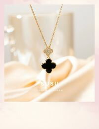 網購推薦-幸運草項鍊 瑪瑙皓鑽