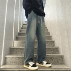 網購推薦-復古藍美式鬆緊牛仔褲