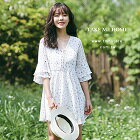 TMH-雪紡碎花氣質短裙連身裙