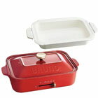 網購推薦-感物 生活選品-【日本BRUNO】多功能鑄鐵電烤盤(經典紅)+料理深鍋