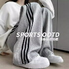 網購推薦-彩虹泡泡-白灰色條紋運動褲